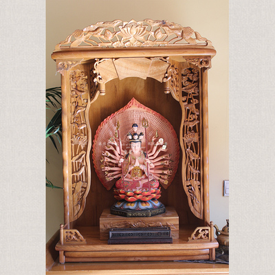 厂家直销 22寸风水花荷花吊柜 台龛 佛龛神龛 佛龛吊柜 佛龛立柜