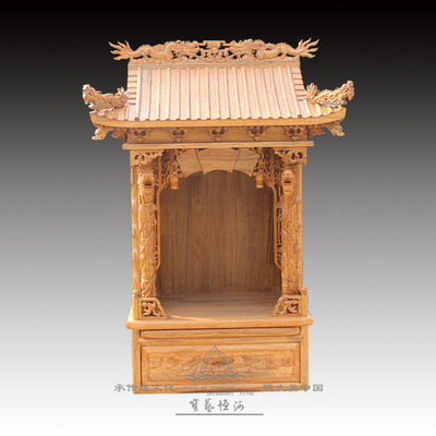 双龙柱屋顶佛龛 神龛 神台 佛龛佛台 佛柜 佛龛柜 佛龛吊柜立柜