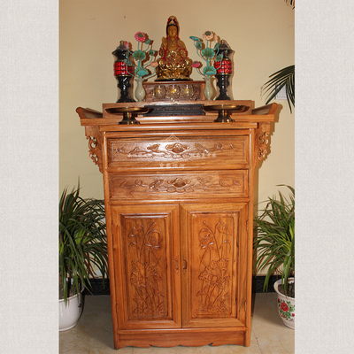 32寸明式巧头供柜 手工雕花供柜 定做佛龛 实木供桌 佛堂专用佛柜