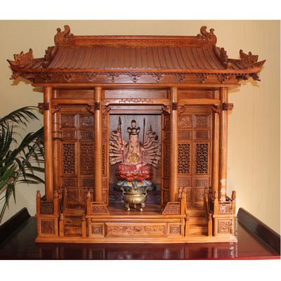 仿清宫殿屋顶佛龛 带门佛龛 佛龛实木 佛柜 佛龛定做 佛龛立柜