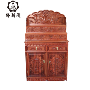 佛龛藏式佛台家用多层供台供桌 带门神龛实木佛柜