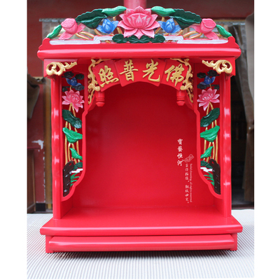彩绘台式佛龛柜 北京佛龛厂家 香樟木佛龛 台龛立柜 藏式佛龛
