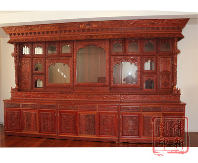 藏式佛龛红木花梨佛台带门佛柜佛堂装修定制多层实木供台佛柜供柜