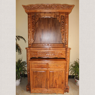 狮子腿荷花冠顶佛龛套柜