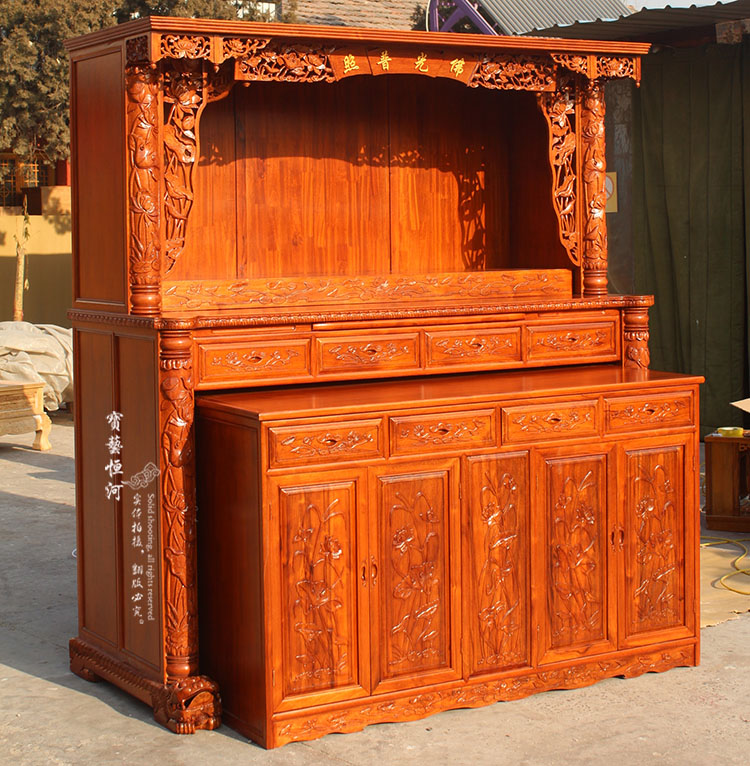 155对联佛龛套柜北京佛龛厂家生产定做佛龛佛堂设计寺庙修缮