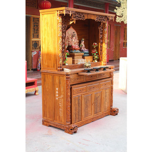 155对联佛龛套柜 北京佛龛厂家生产定做佛龛 佛堂设计 寺庙修缮