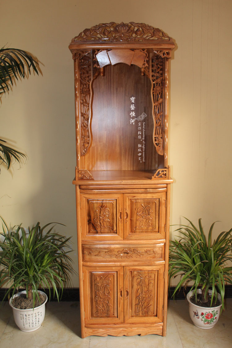 24寸风水花荷花立柜佛龛 佛柜 供台北京佛龛厂家定做佛龛佛堂